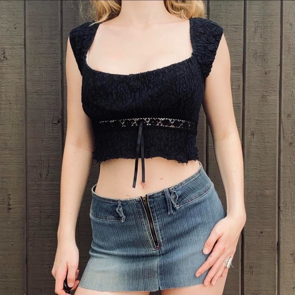 Black Lace Crop Top
